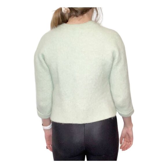 & Other Stories Wool V-neck Ribbed Wool Fuzzy Sweater Mint Green Women’s Size XS - Picture 12 of 12